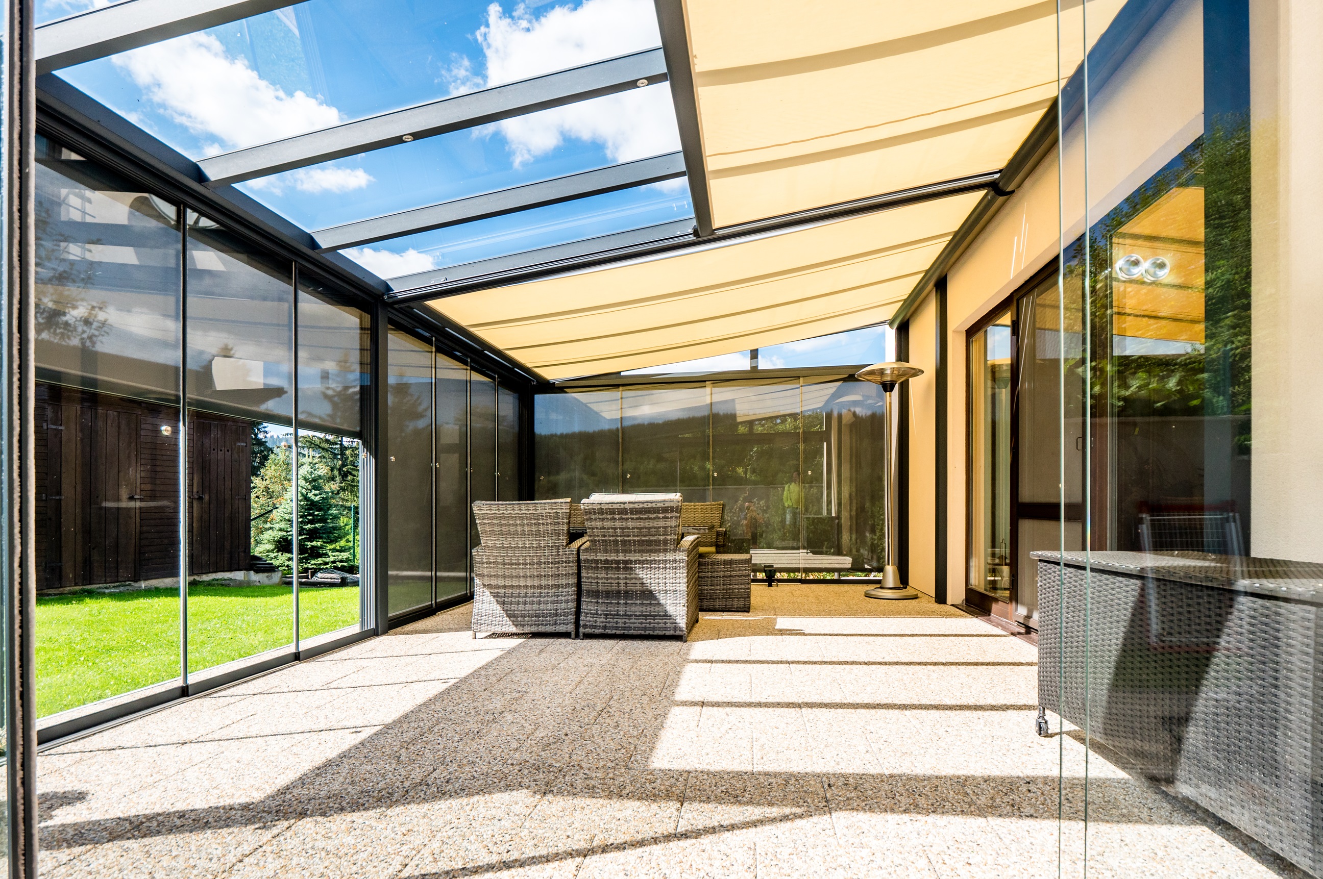 Aluminium pergolas with a fixed roof